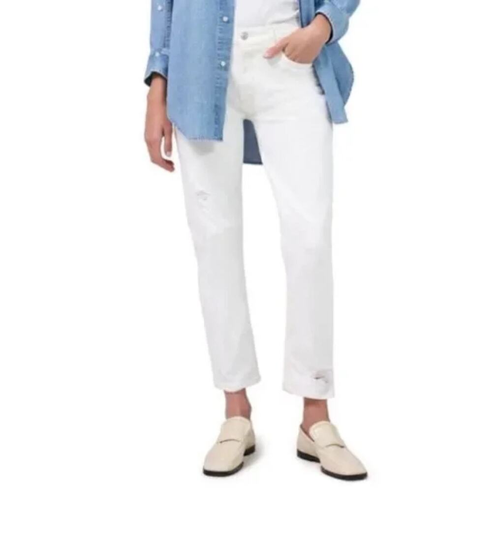 CITIZENS OF HUMAN Emerson Slim boyfriend button fly white denim jeans 25